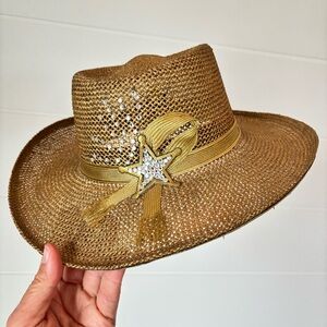 Vintage 80s The Icing Gold Star Embellished Hat